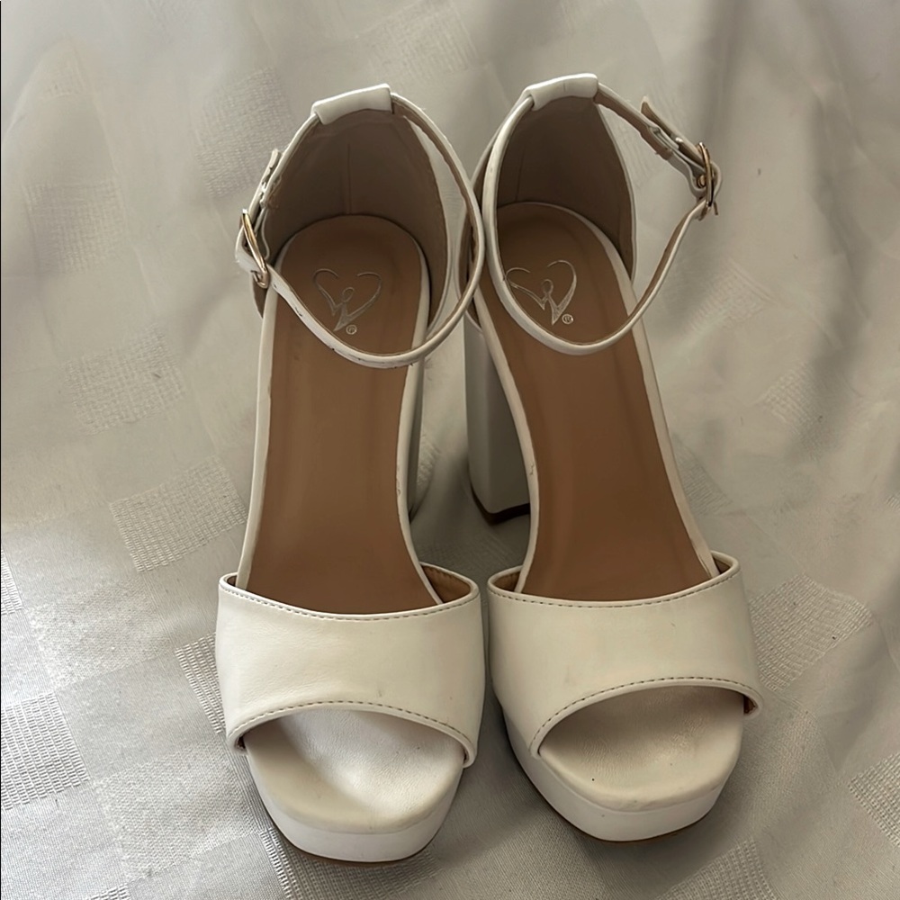 Windsor White Ankle Strap Heels